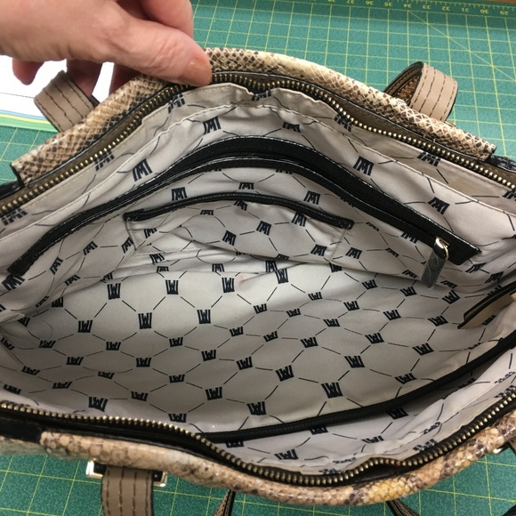 Antonio Melani Taupe/ Cream Soft Snakeskin Tote - Picture 7 of 8